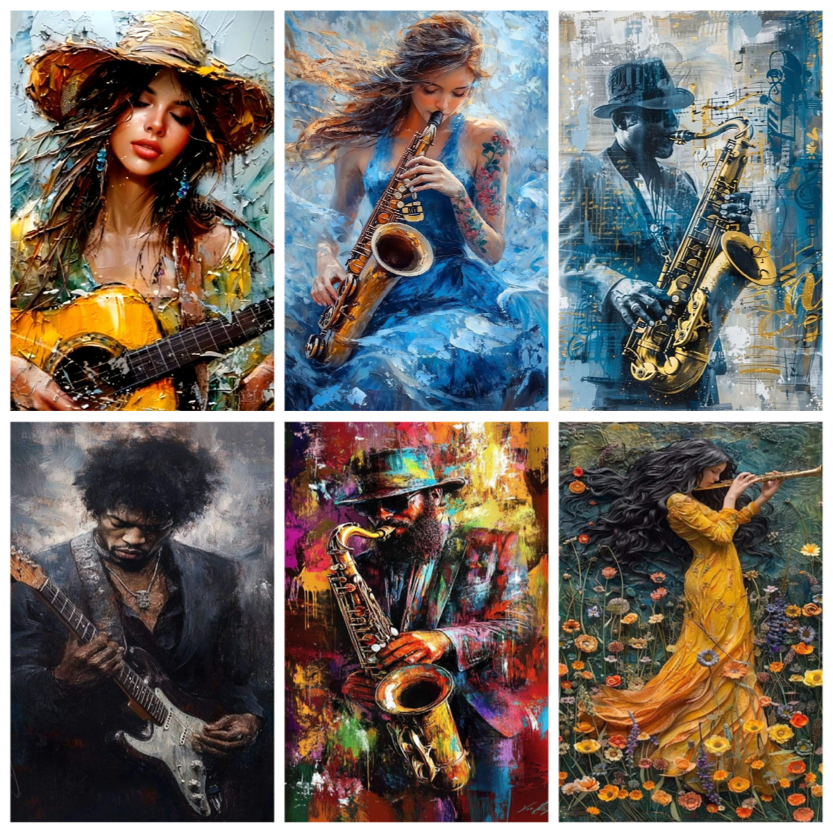 Musical Instrument Saxophone - Saxophone Piano Acrylic Digital Oil Painting