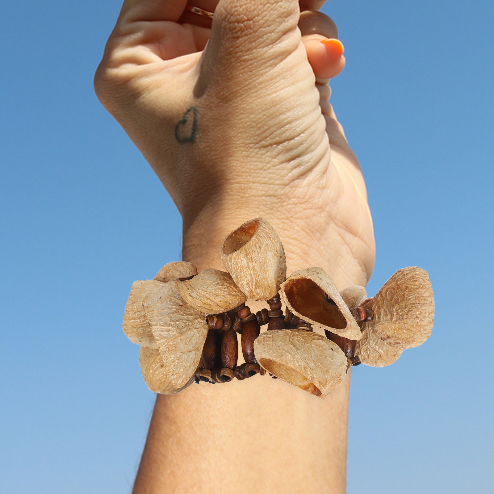 Musical Instrument Maraca - African Tribal Nut Shells Bracelet Handbell