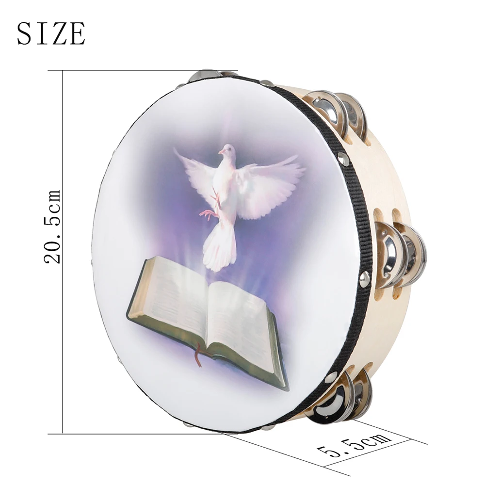 8 Inch Tambourine Peace Pigeon - Tambourine Hand Drum recension och pris