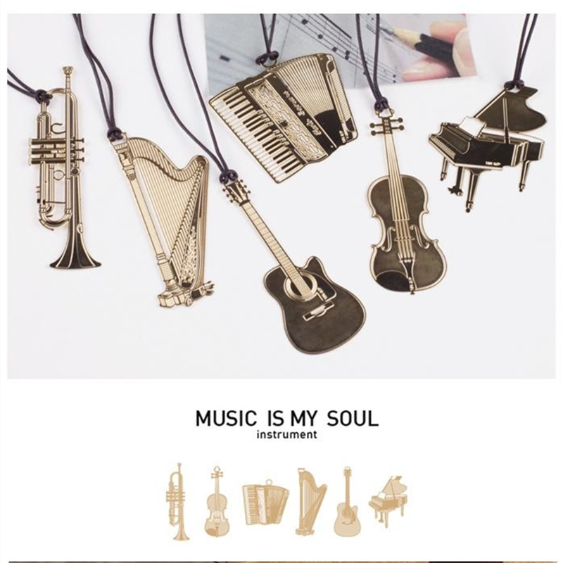 6pcs Music Metal Bookmark Gold - Musical Instrument Veena recension och pris