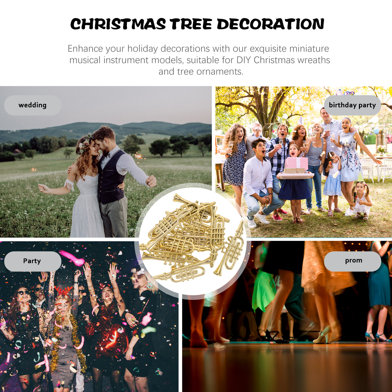 12Pcs Christmas Tree Decoratio - Musical Instrument Saxophone recension och pris